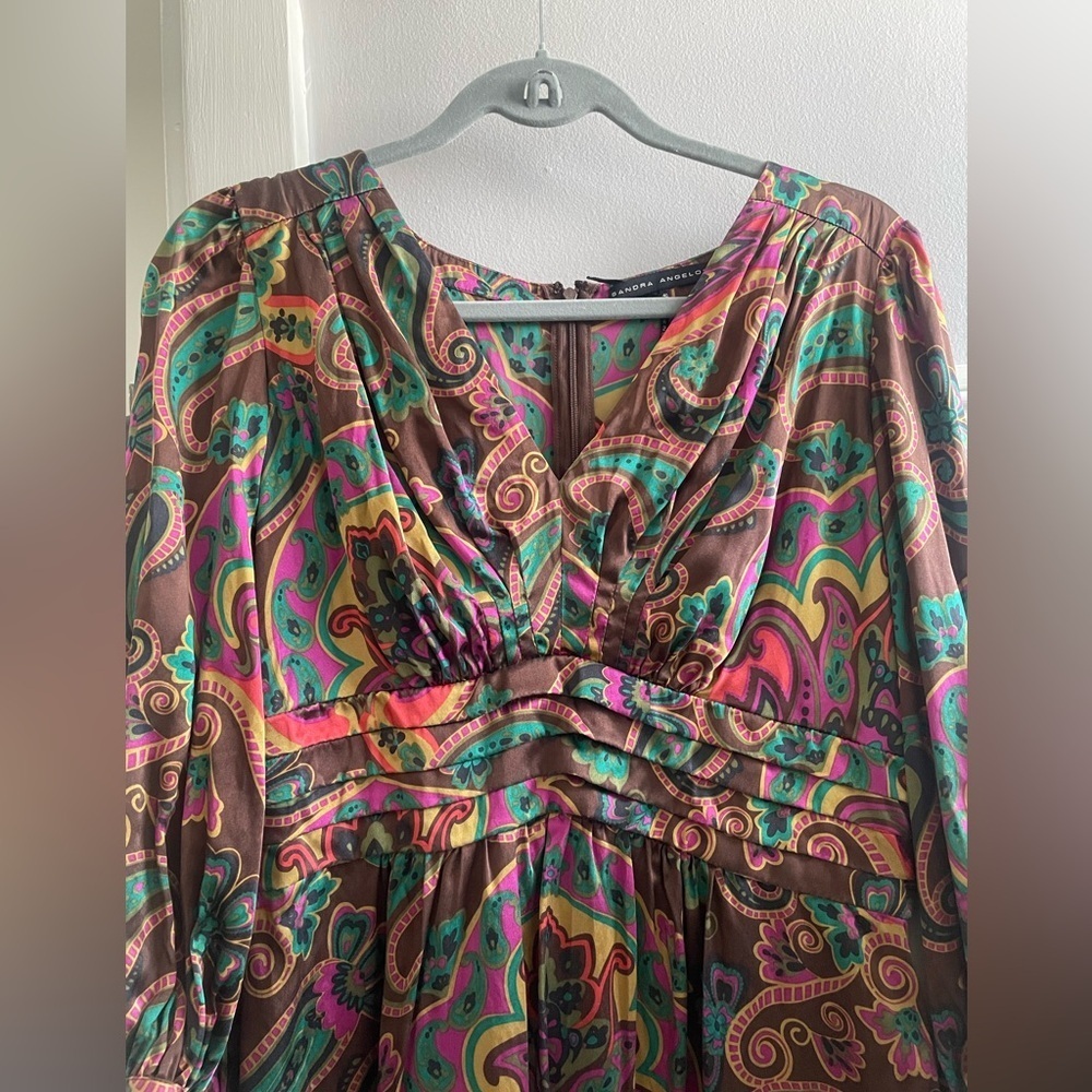 Vintage 90s Silk Sandra Angelozzi dress- small - Picture 3 of 12